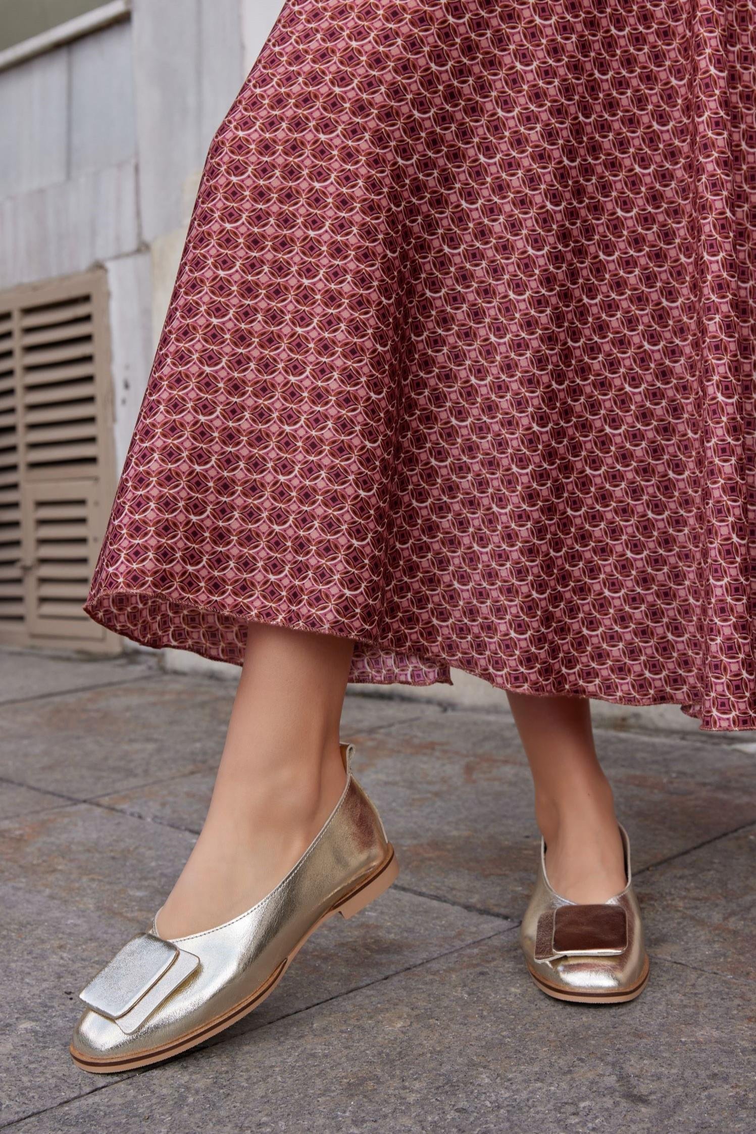 Rilinda Gold Hakiki Deri Kadın Babet