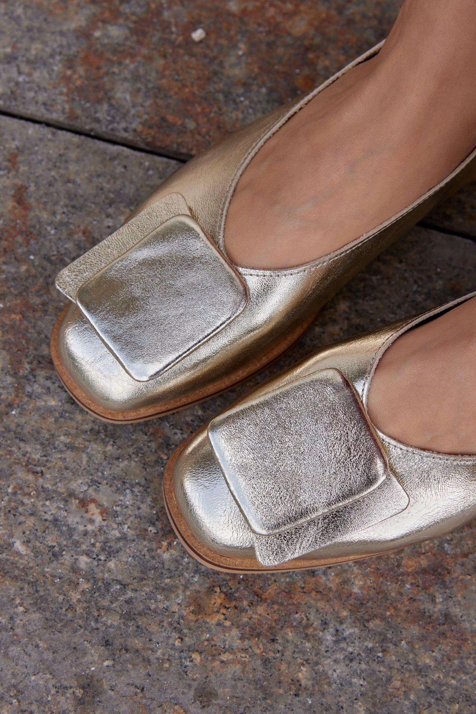 Rilinda Gold Hakiki Deri Kadın Babet