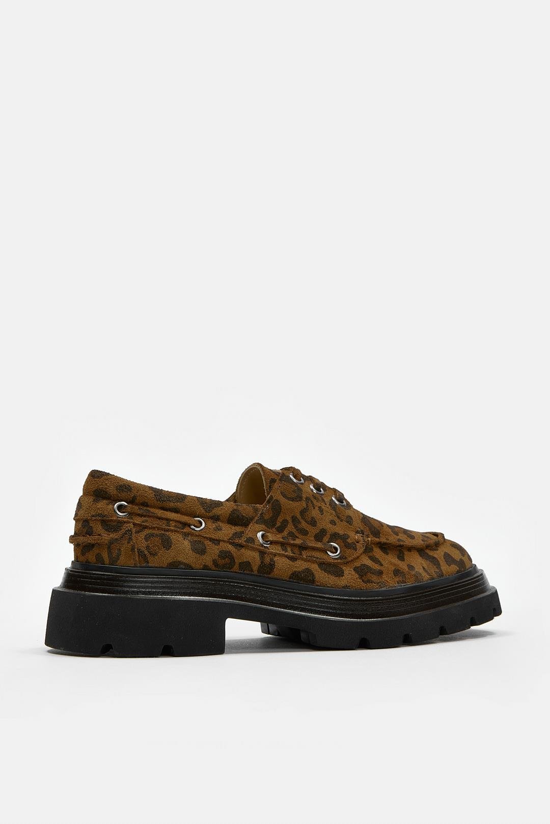 Rinda Leopar Süet Hakiki Deri Kadın Loafer