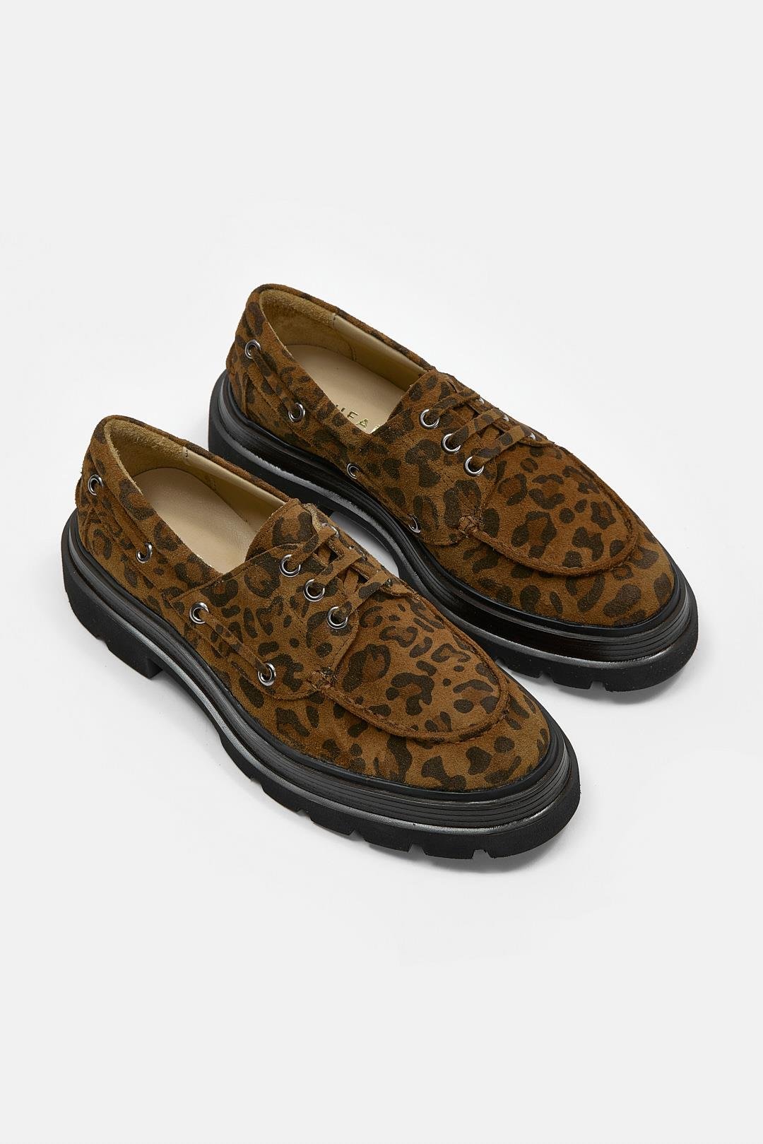 Rinda Leopar Süet Hakiki Deri Kadın Loafer