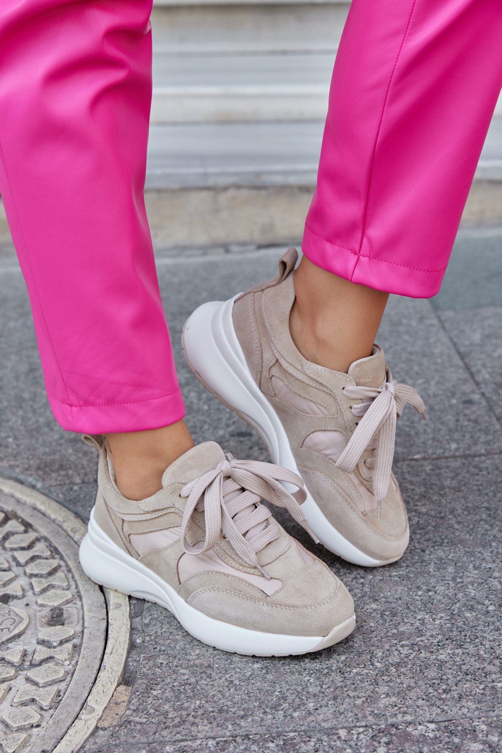 Roma Bej Süet Hakiki Deri Kadın Sneaker