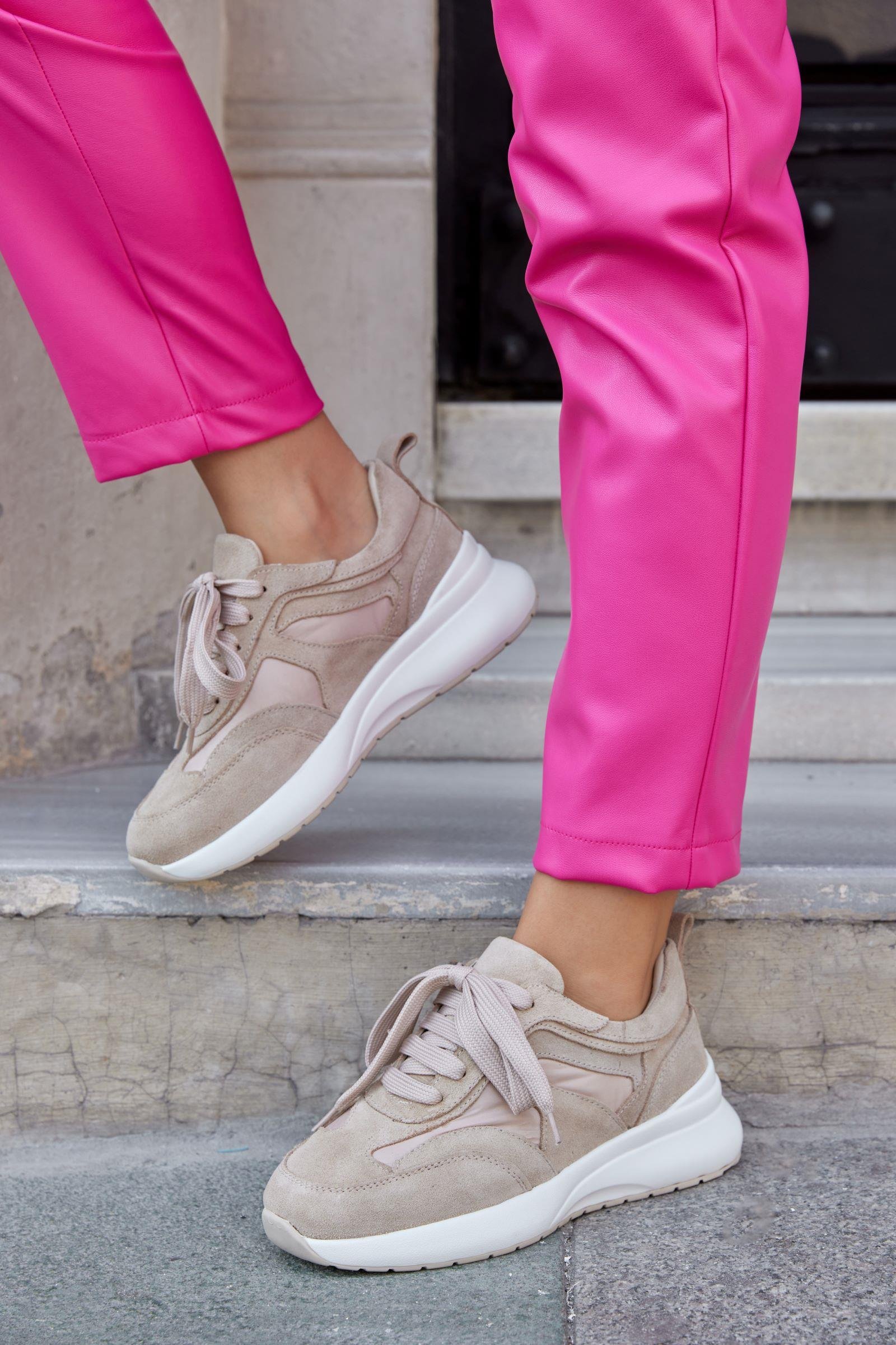 Roma Bej Süet Hakiki Deri Kadın Sneaker