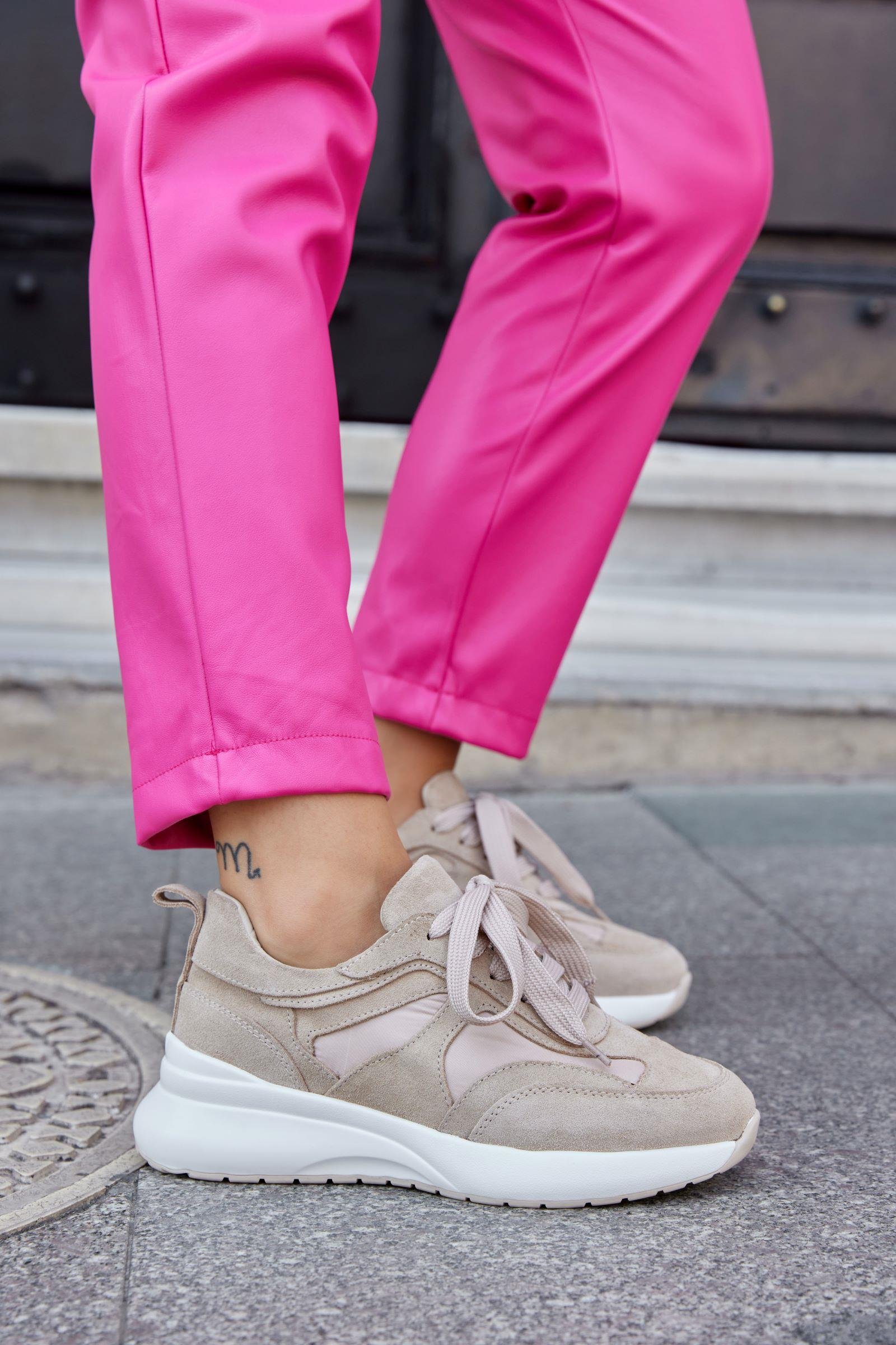 Roma Bej Süet Hakiki Deri Kadın Sneaker