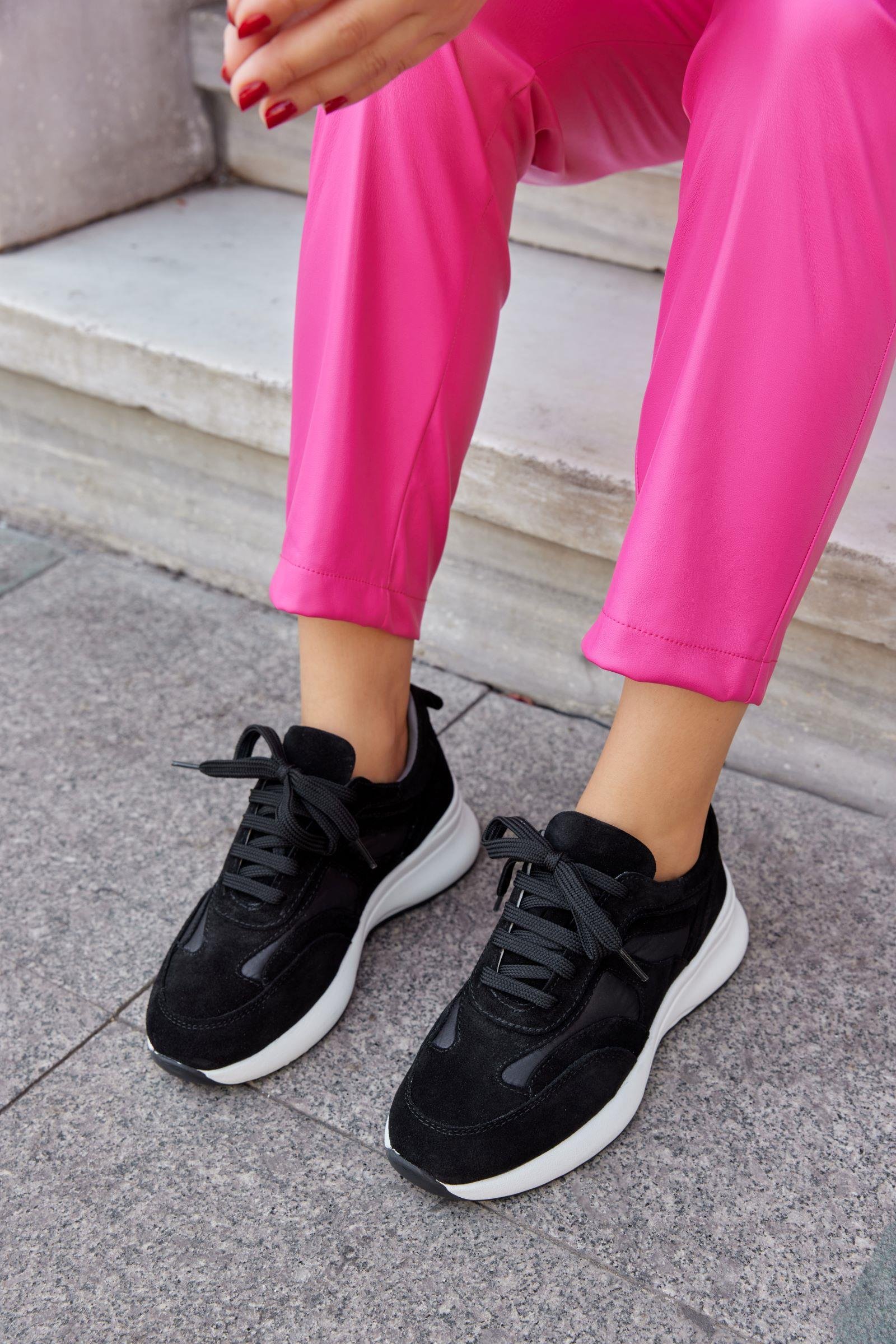 Roma Siyah Süet Hakiki Deri Kadın Sneaker