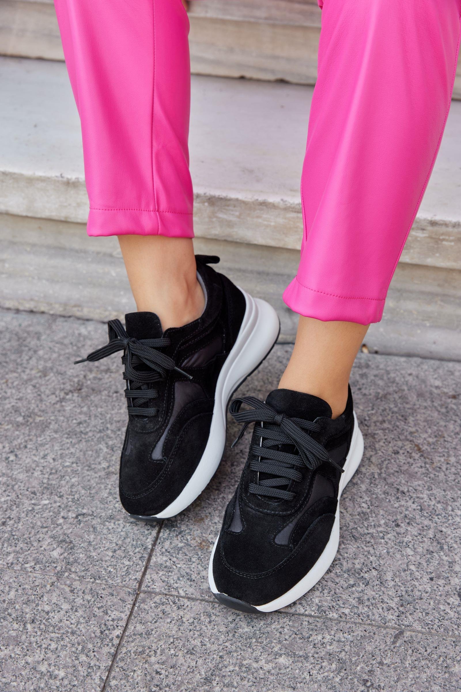 Roma Siyah Süet Hakiki Deri Kadın Sneaker