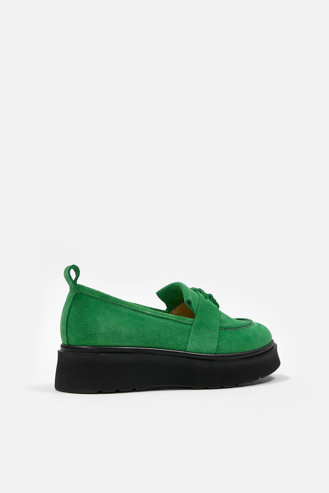Romina Green Suede Thick Soled Women's Loafers