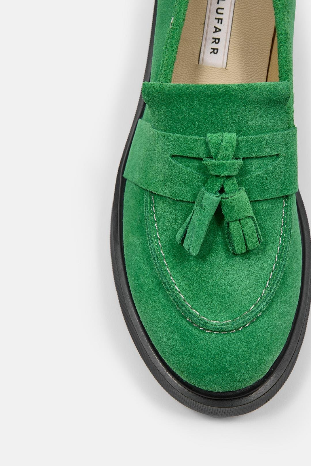 Romina Green Suede Thick Soled Women's Loafers