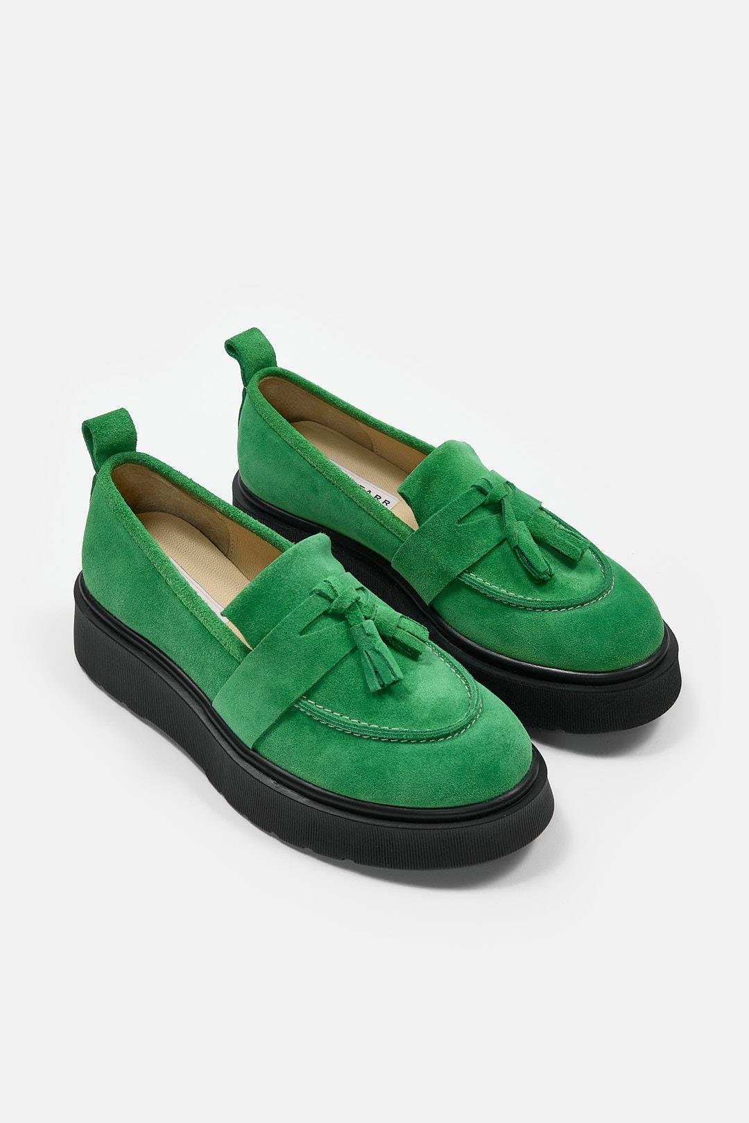 Romina Green Suede Thick Soled Women's Loafers