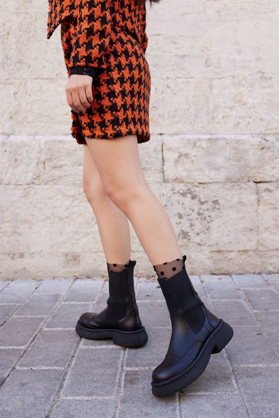 Rose Siyah Hakiki Deri Kadın Bot