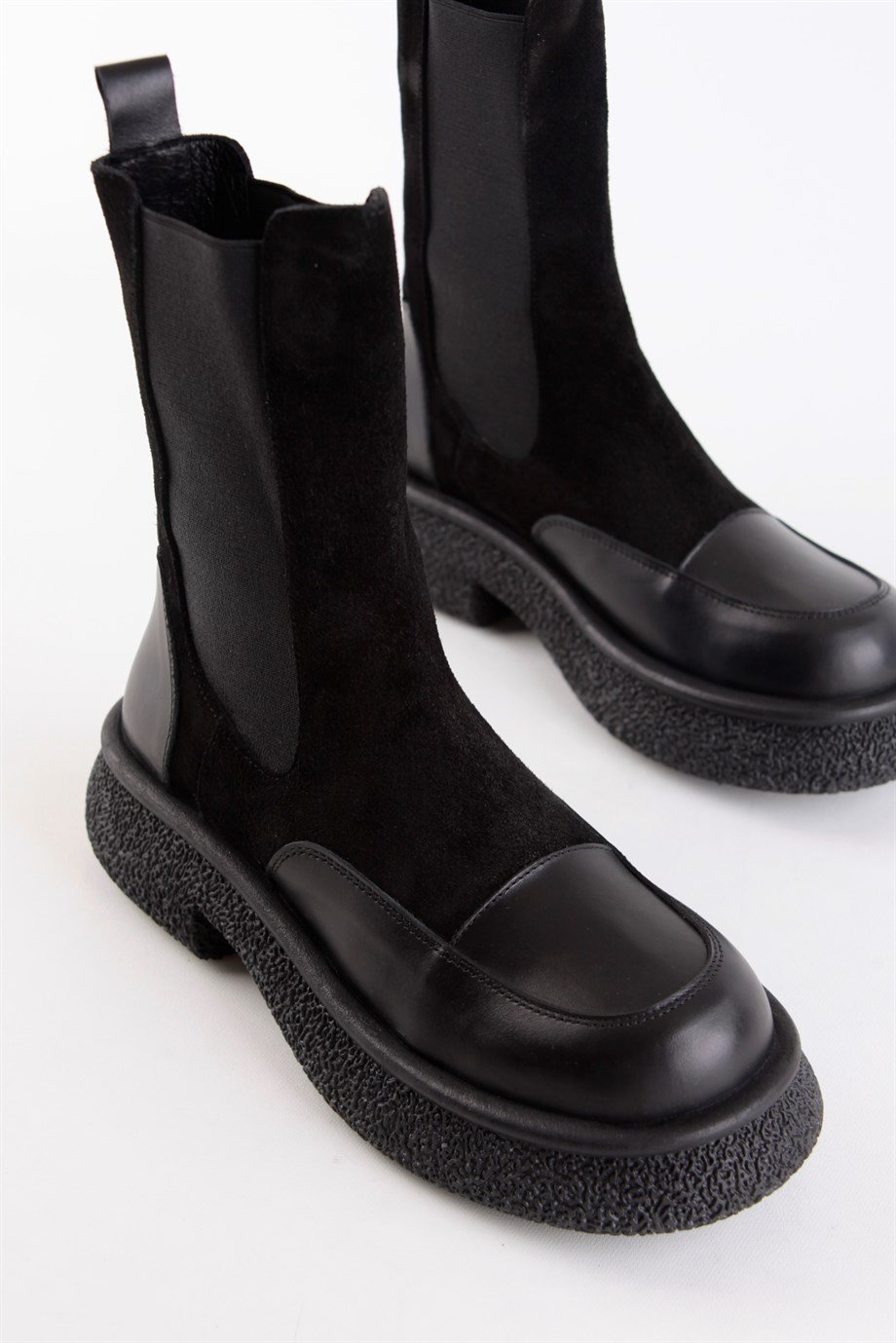 Rose Siyah Süet Deri Kadın Bot