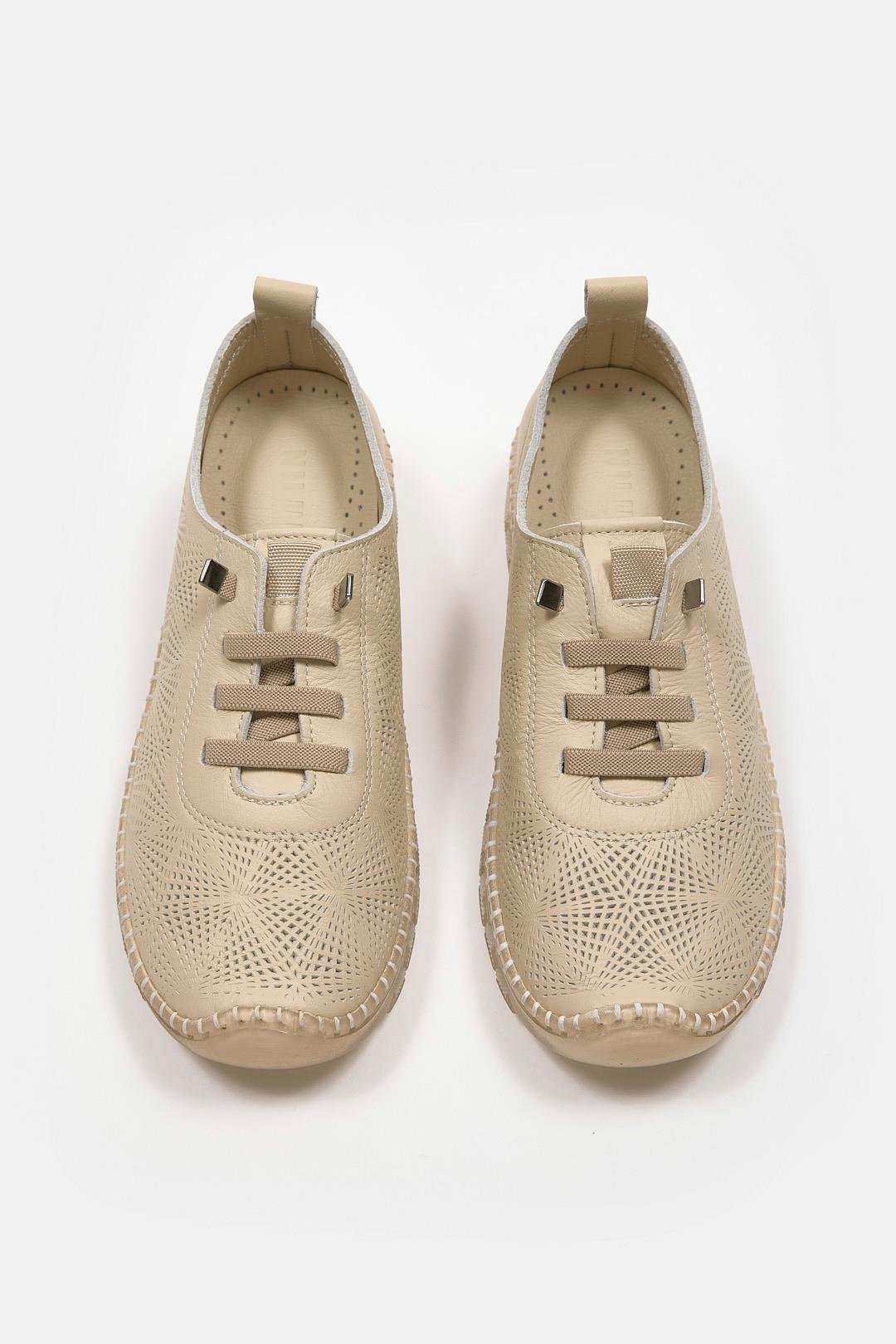 Russa Bej Hakiki Deri Kadın Sneaker