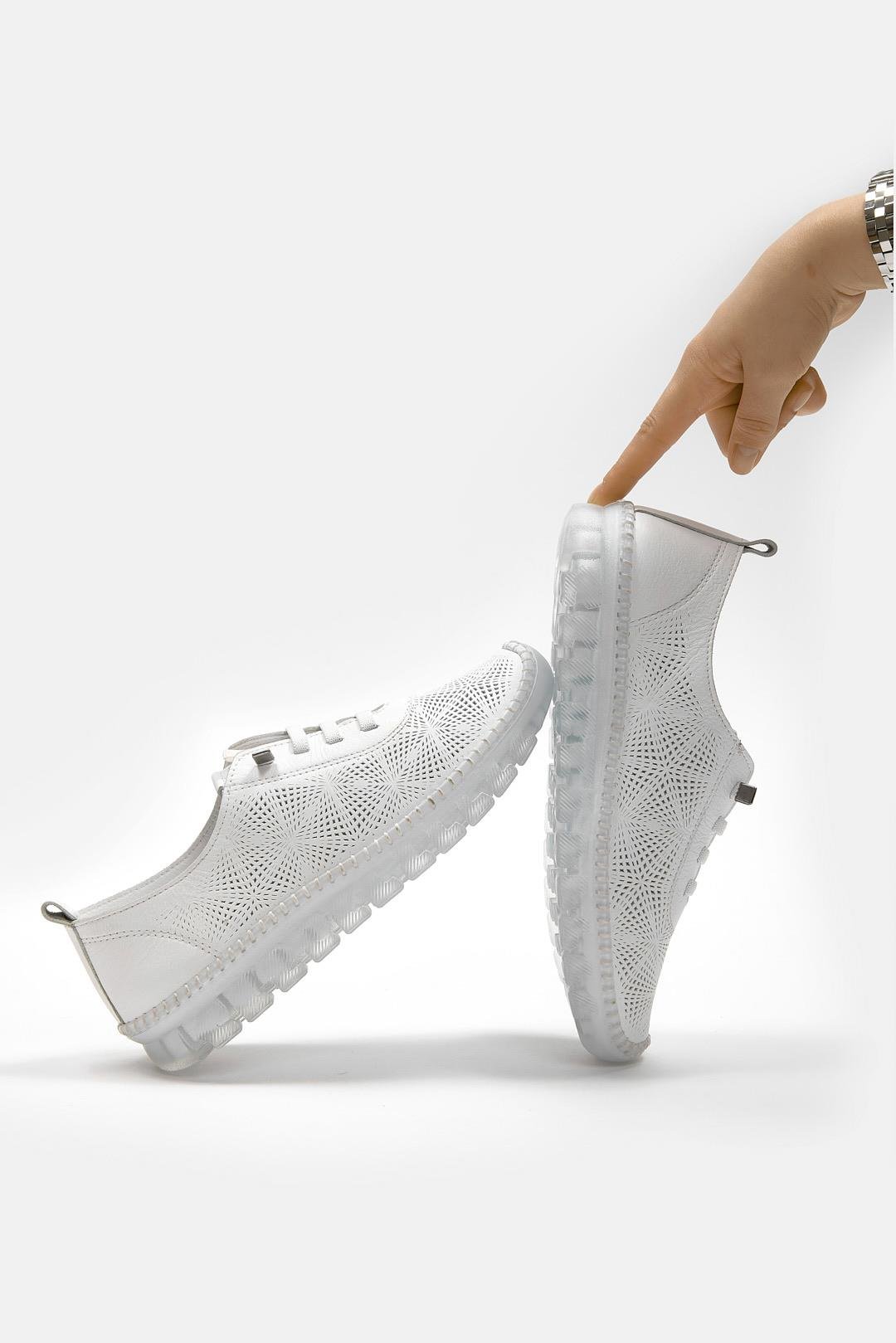 Russa Beyaz Hakiki Deri Kadın Sneaker