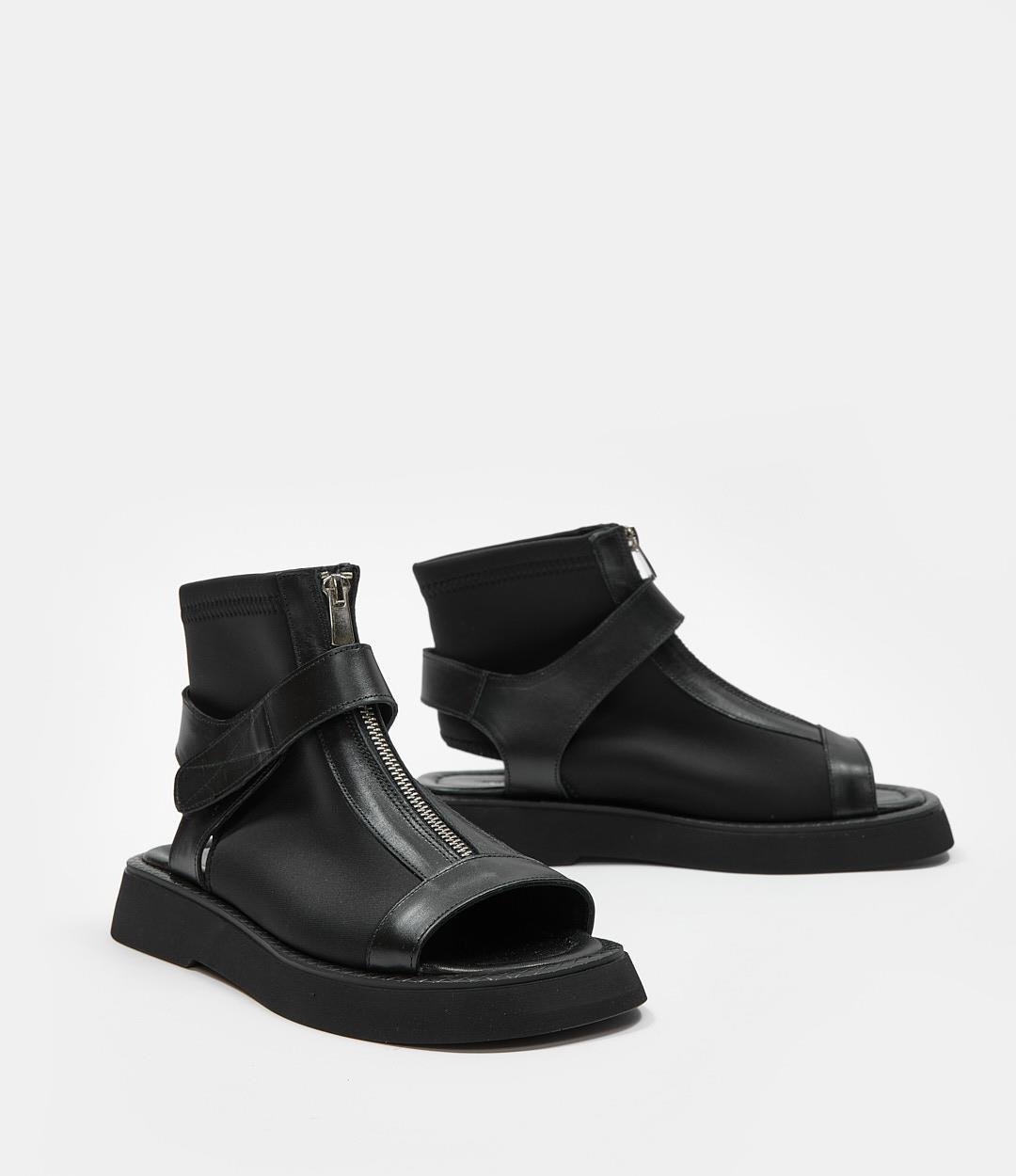 Sam Siyah Hakiki Deri Kadın Sandalet