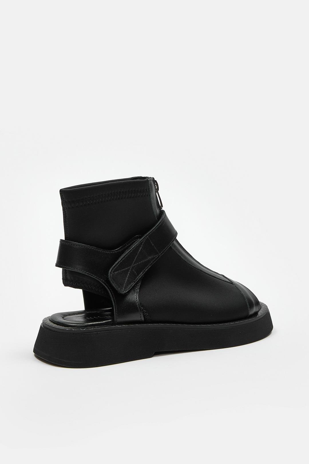 Sam Siyah Hakiki Deri Kadın Sandalet