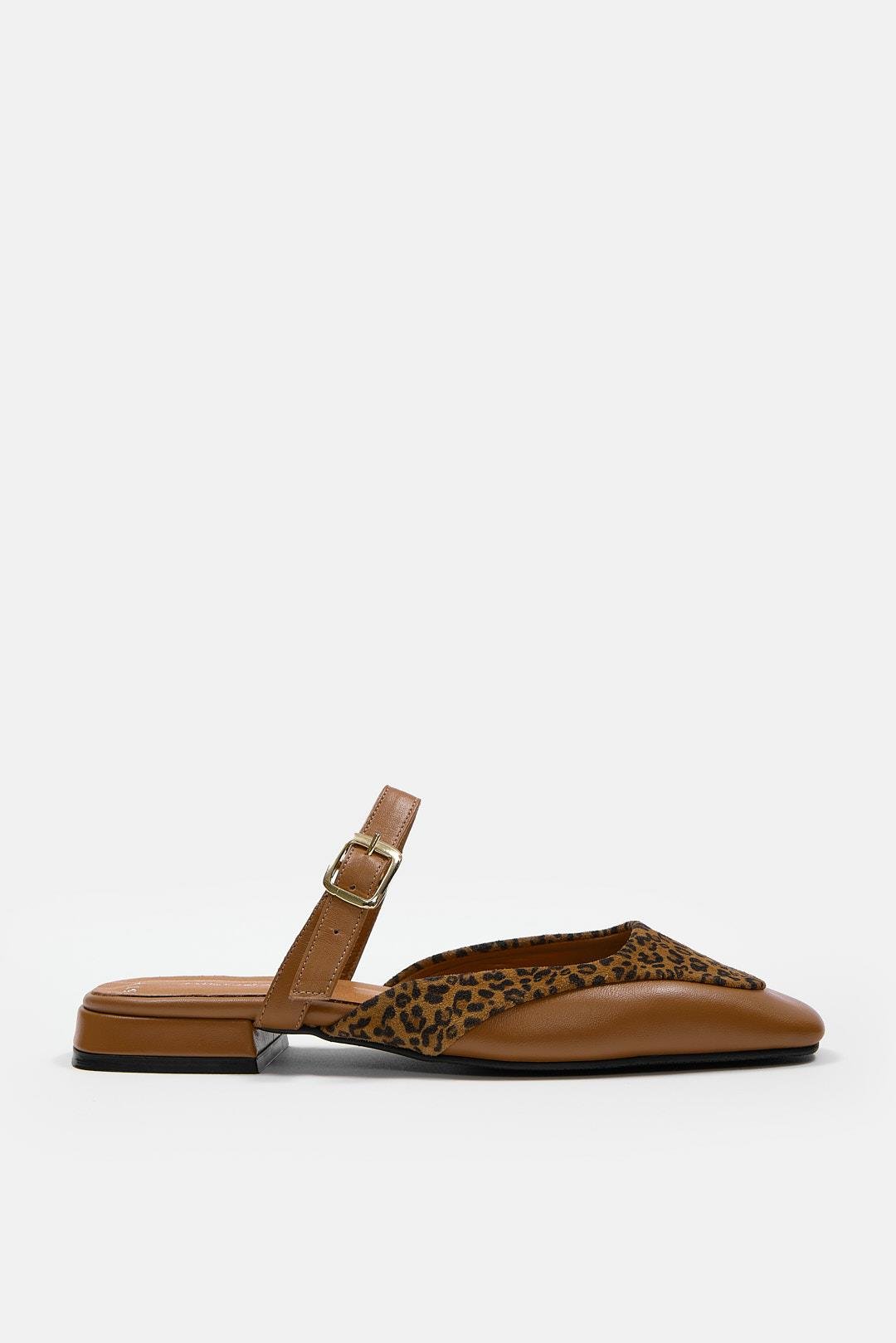 Samu Taba Hakiki Deri Leopar Desenli Kadın Terlik