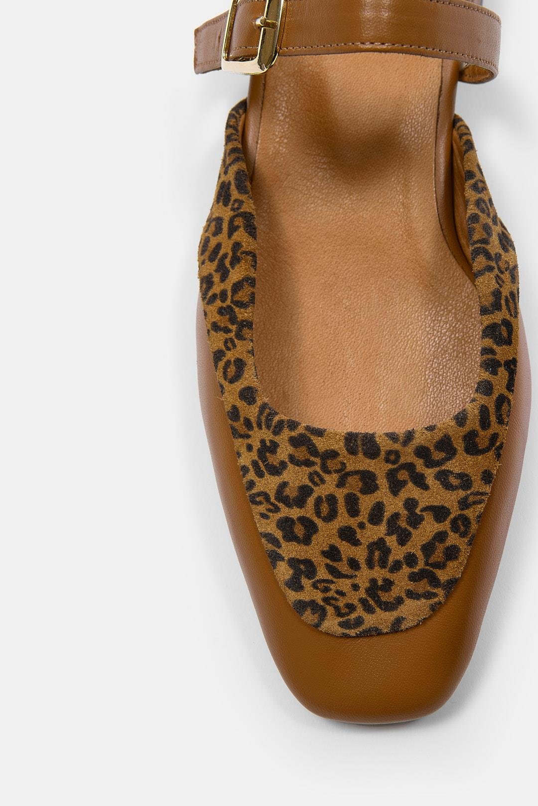 Samu Taba Hakiki Deri Leopar Desenli Kadın Terlik