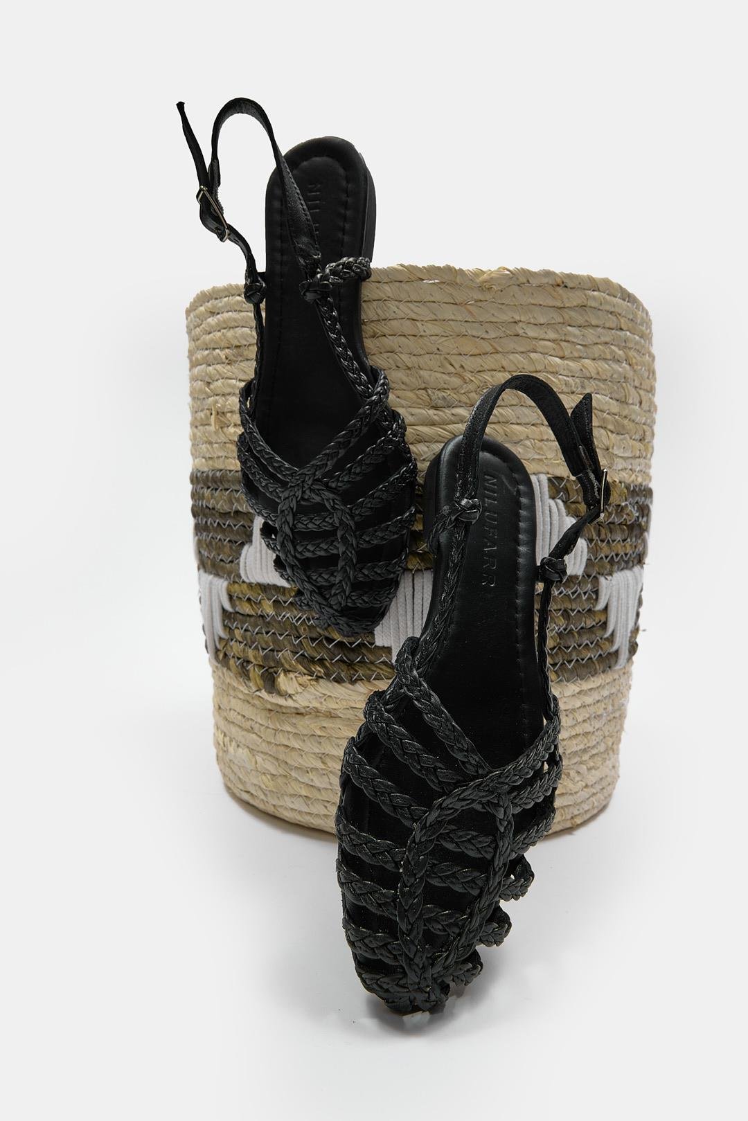 Sandra Siyah Hakiki Deri Kadın Sandalet