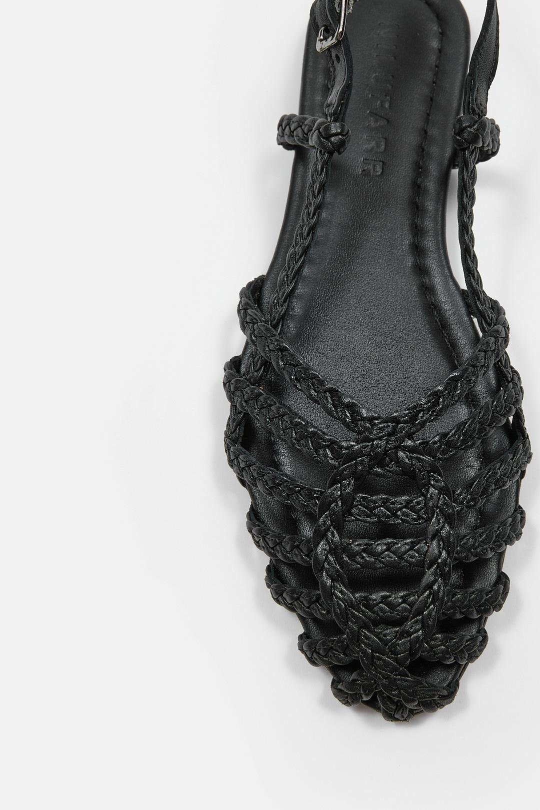 Sandra Siyah Hakiki Deri Kadın Sandalet