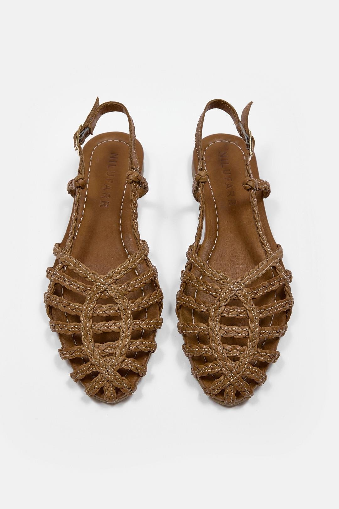 Sandra Taba Hakiki Deri Kadın Sandalet