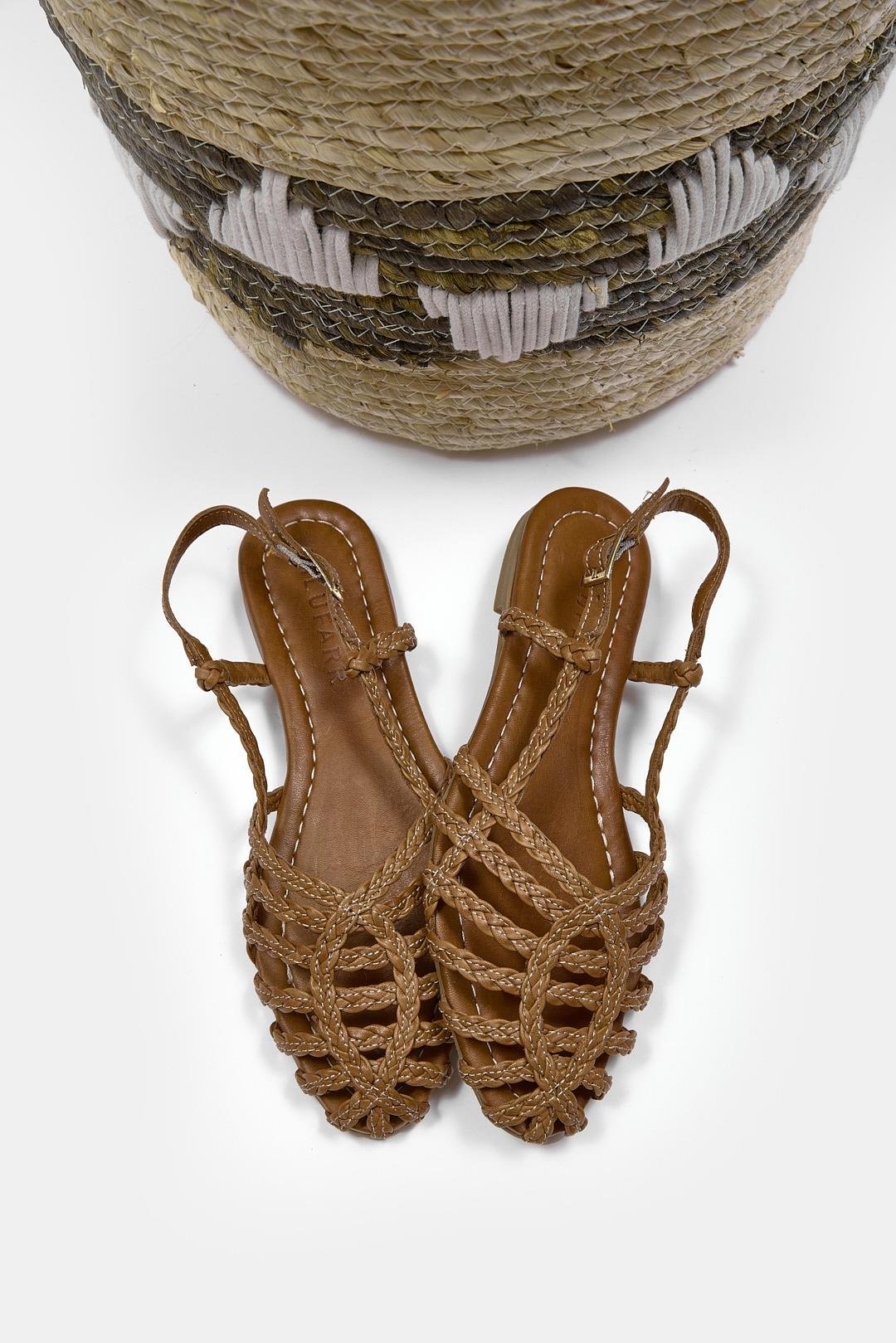 Sandra Taba Hakiki Deri Kadın Sandalet