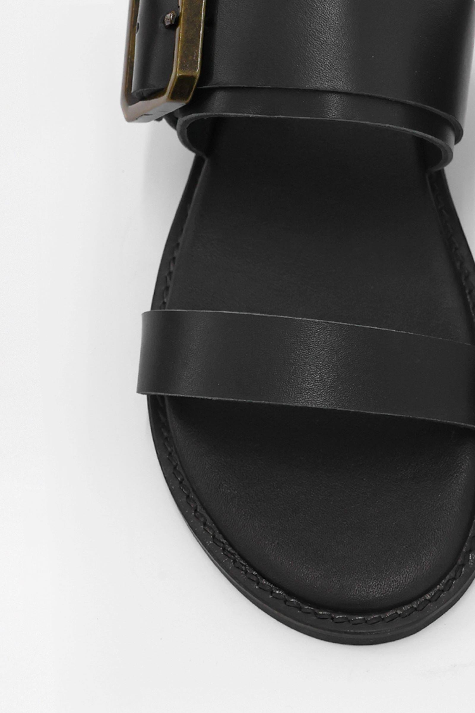 Santa Siyah Hakiki Deri Kadın Terlik