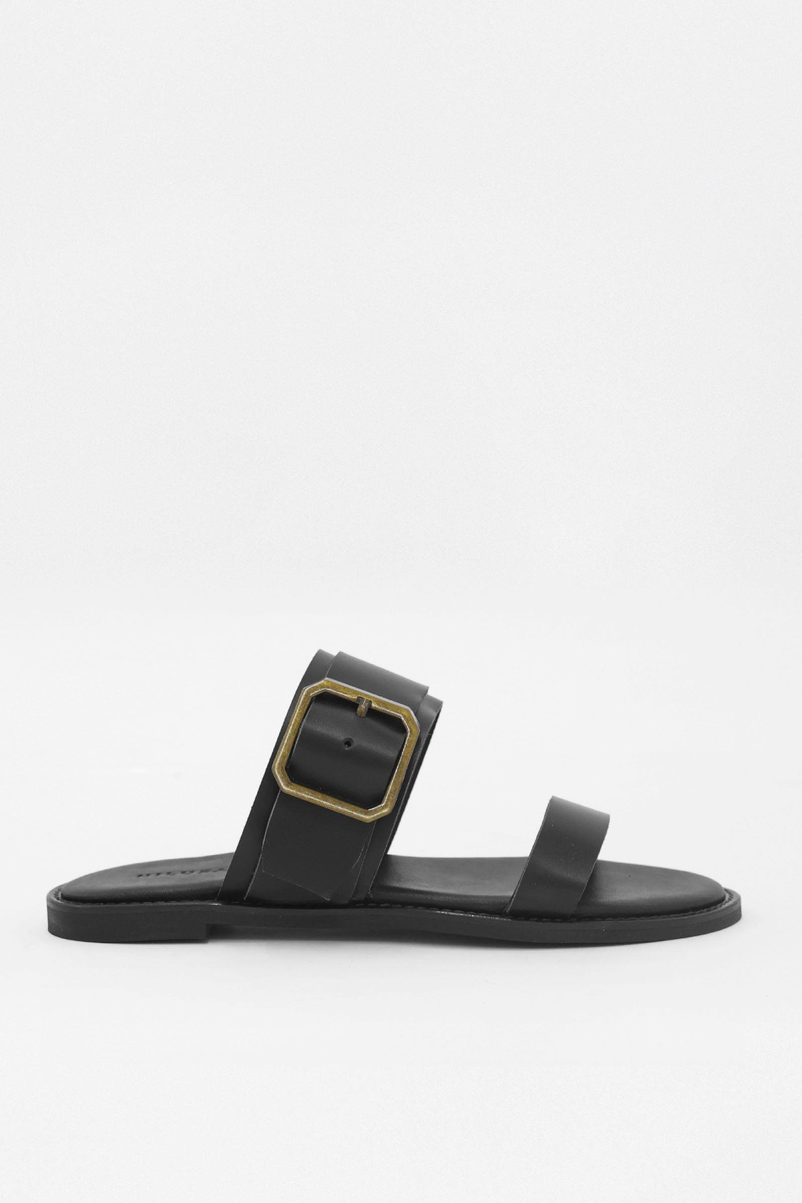 Santa Siyah Hakiki Deri Kadın Terlik