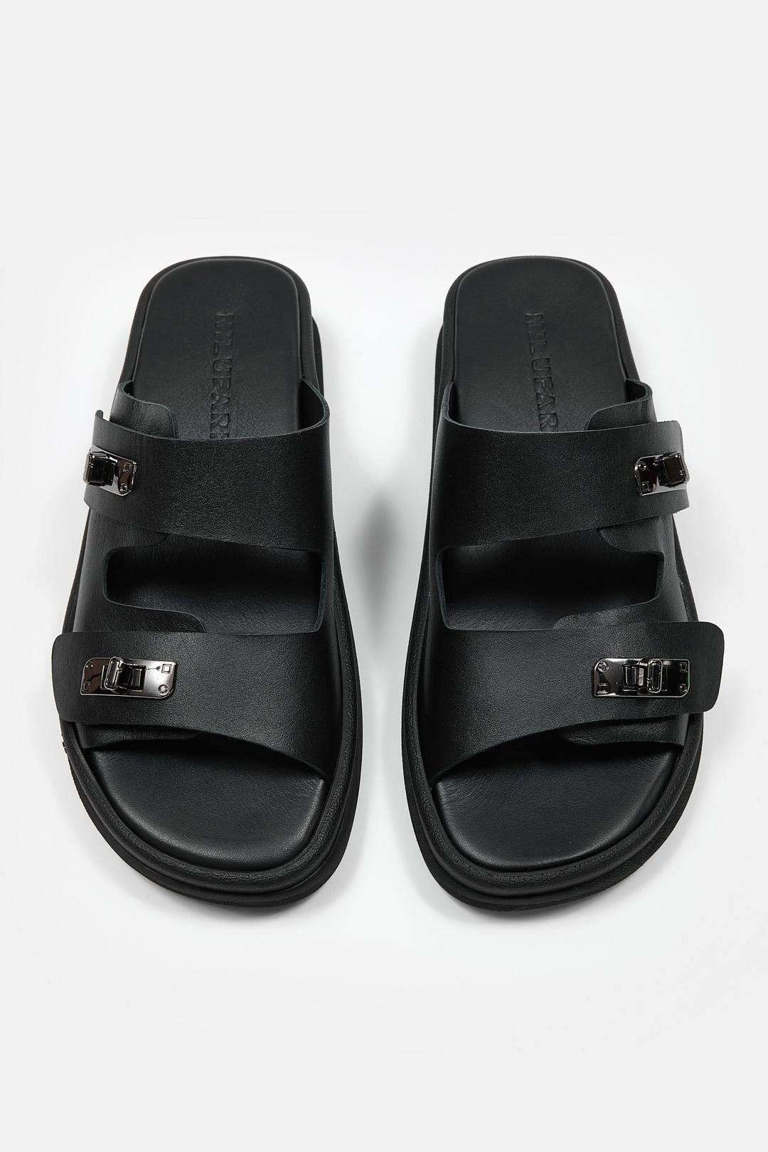 Selly Siyah Hakiki Deri Kadın Terlik