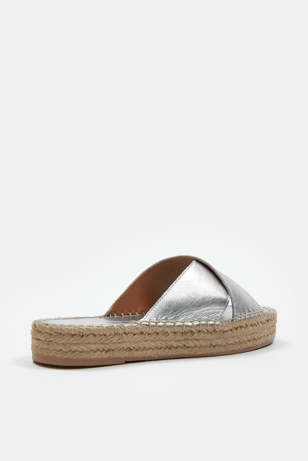 Shell Gümüş Hakiki Deri Kadın Espadril Terlik