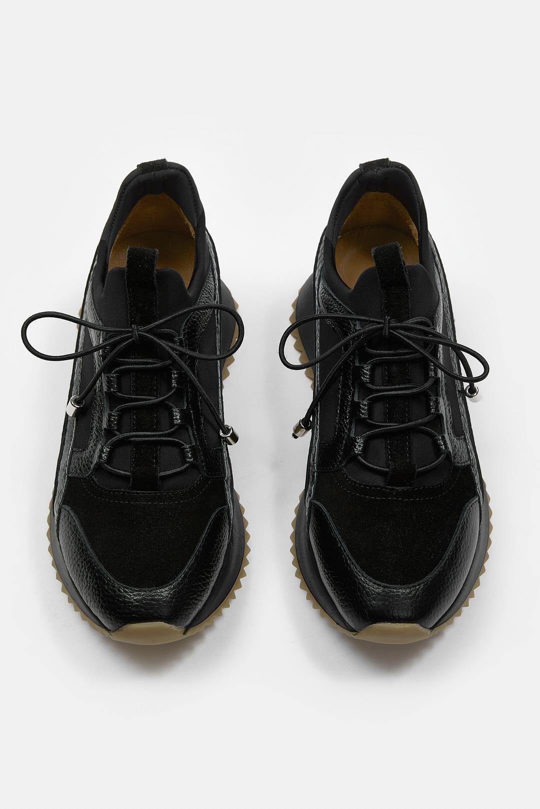 Sidney Siyah Hakiki Deri Yılan Desenli Kadın Sneaker