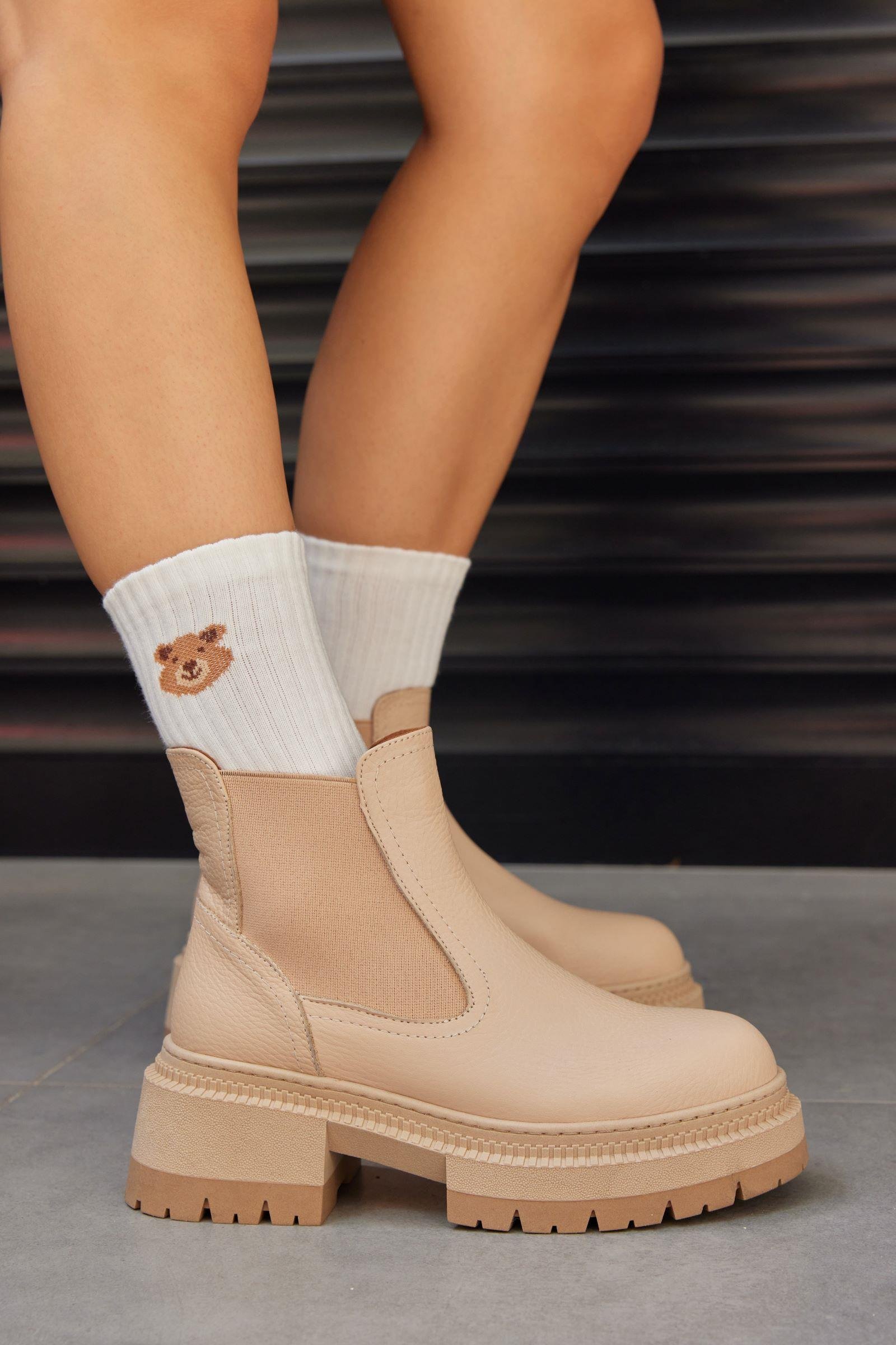 Sista Bej Hakiki Deri Kalın Tabanlı Kadın Bot