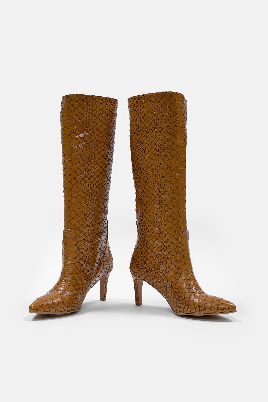 Stefana Женские Светло Рыжые Крокодил Кожаные Сапоги