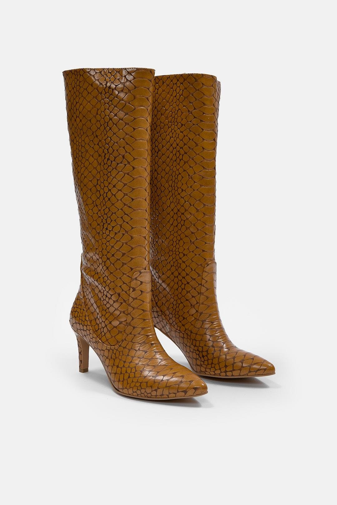 Stefana Женские Светло Рыжые Крокодил Кожаные Сапоги