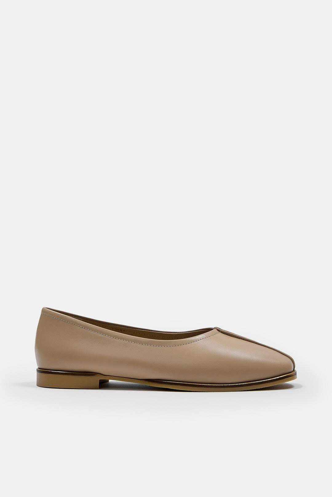 Tayga Nude Genuine Leather Women's Ballerinas