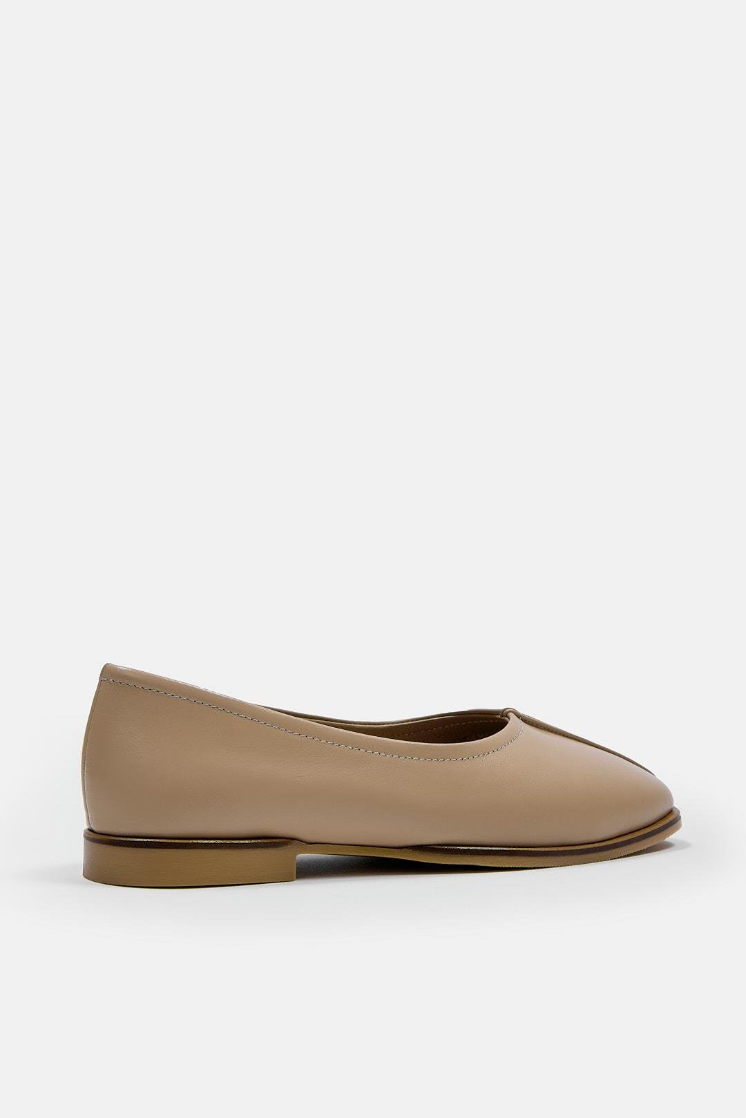 Tayga Nude Genuine Leather Women's Ballerinas