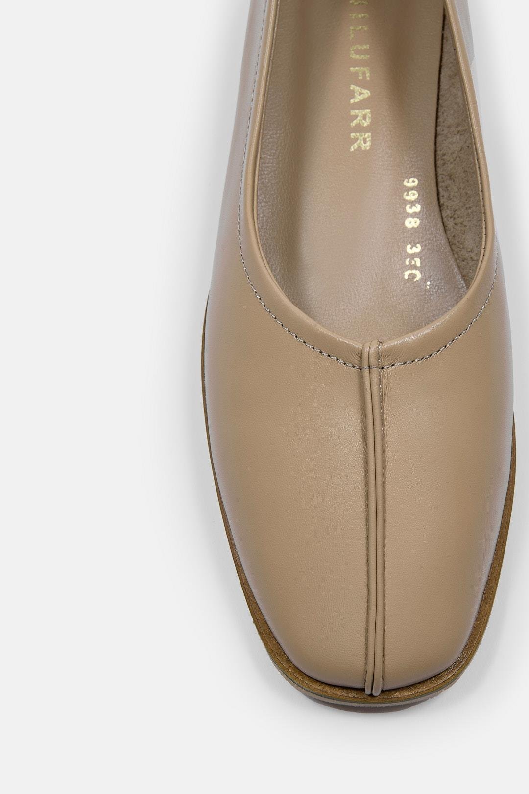 Tayga Nude Genuine Leather Women's Ballerinas