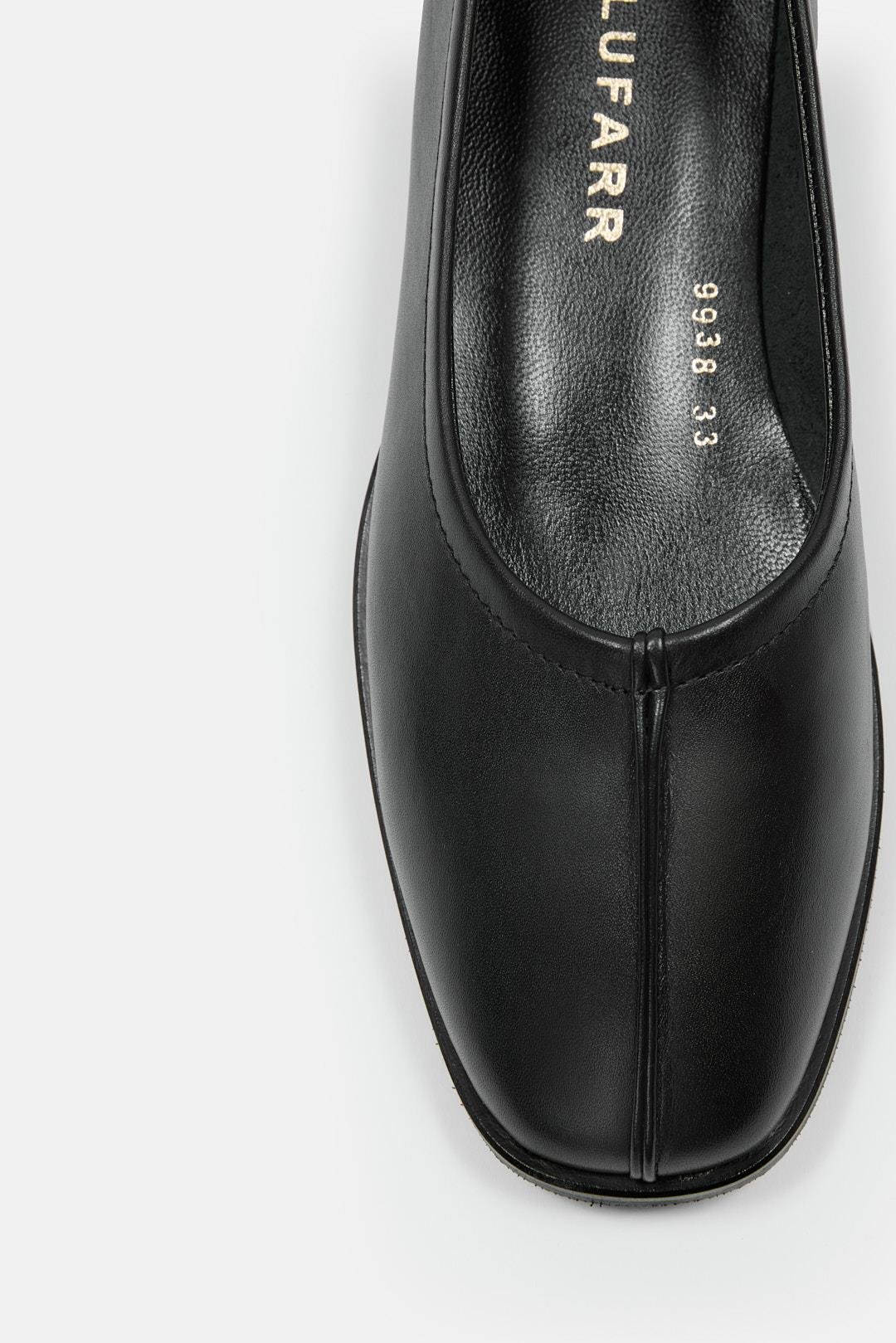 Tayga Black Genuine Leather Women's Ballerinas