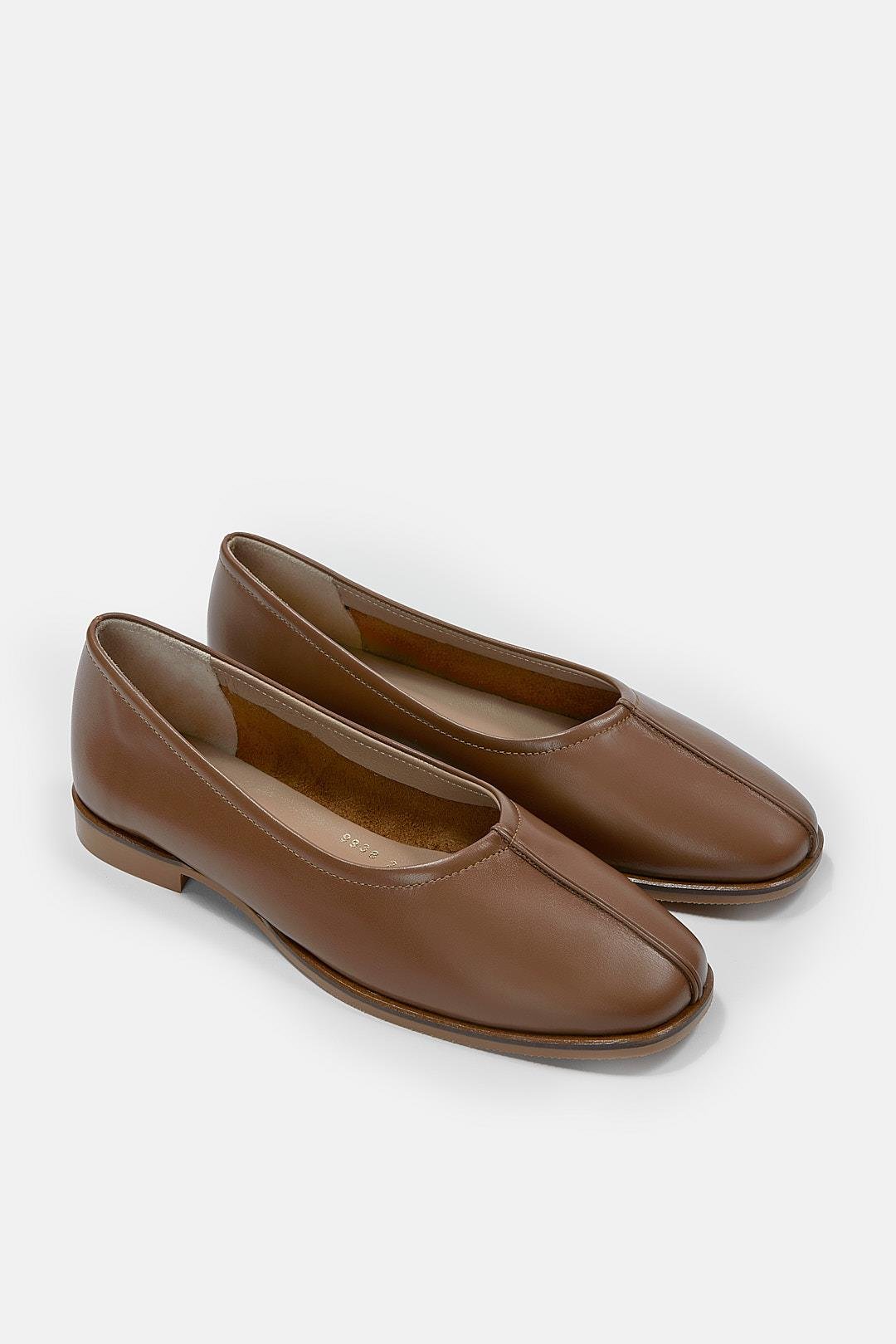 Tayga Tan Genuine Leather Women's Ballerinas