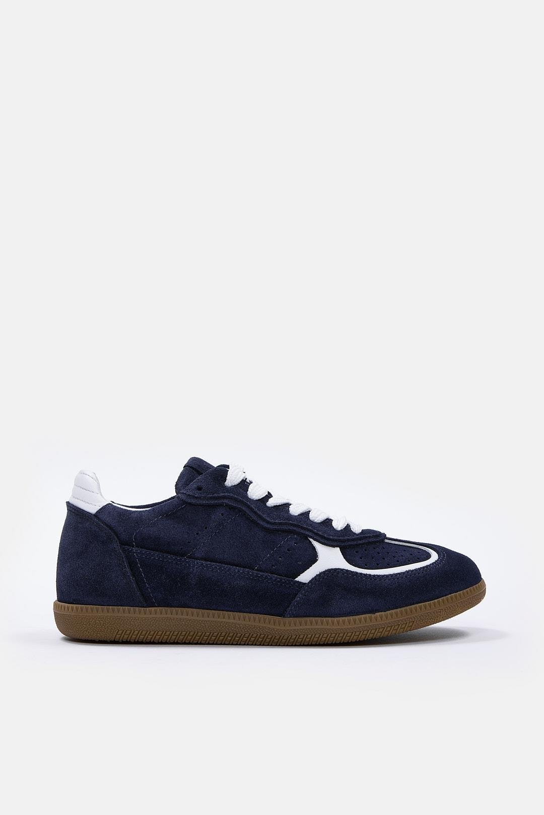 Team Lacivert Süet Hakiki Deri Kadın Sneaker