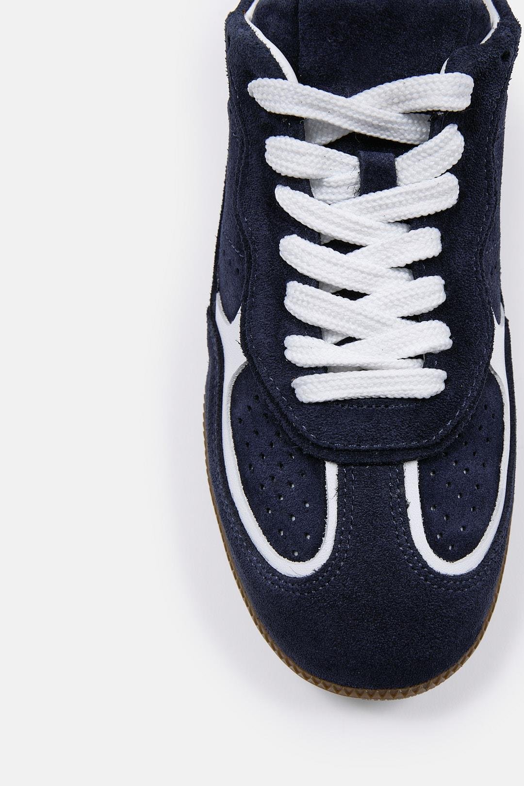 Team Lacivert Süet Hakiki Deri Kadın Sneaker