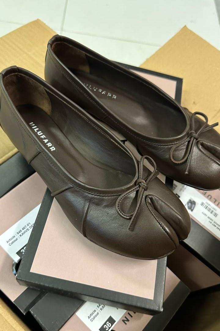 Tonya Kahve Hakiki Deri Kadın Babet