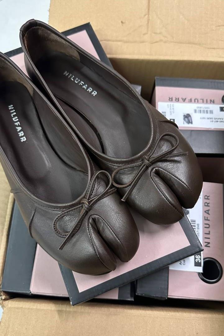 Tonya Kahve Hakiki Deri Kadın Babet