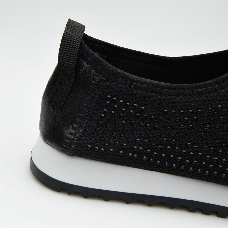 Tots Siyah Taşlı Günlük Kadın Ayakkabı