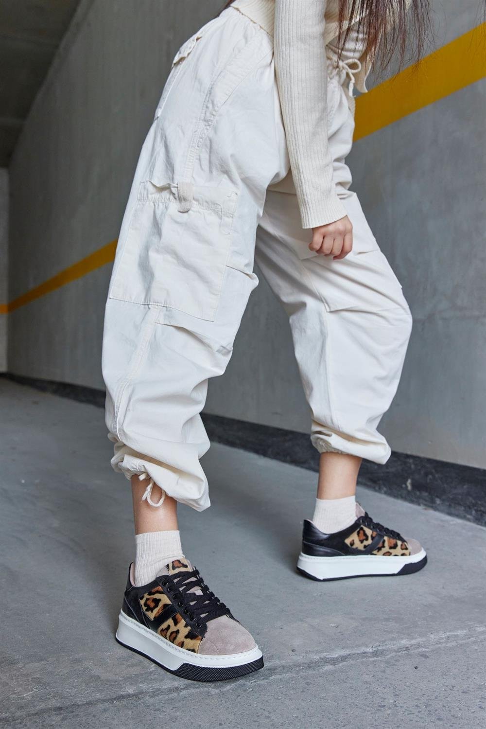 Tyler Leopar Hakiki Deri Kadın Sneaker