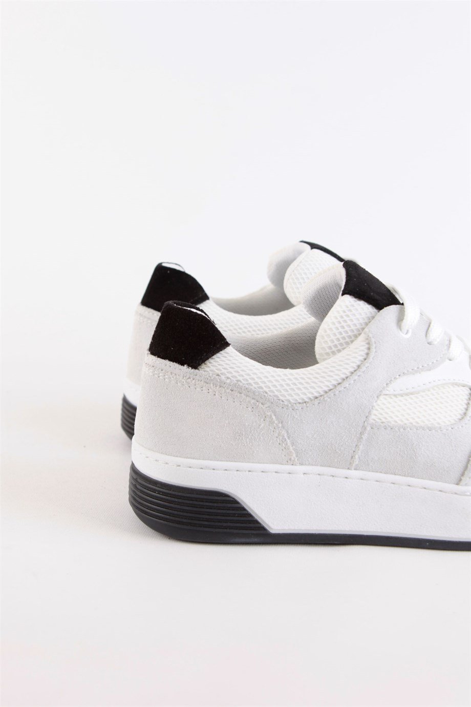 Vontex Beyaz/Siyah Hakiki Deri Kadın Sneakers