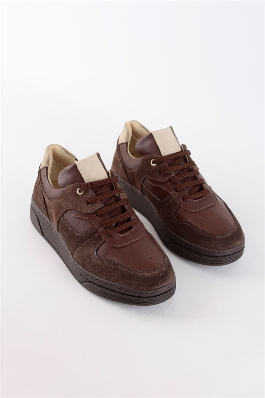 Vontex Kahve Hakiki Deri Kadın Sneakers