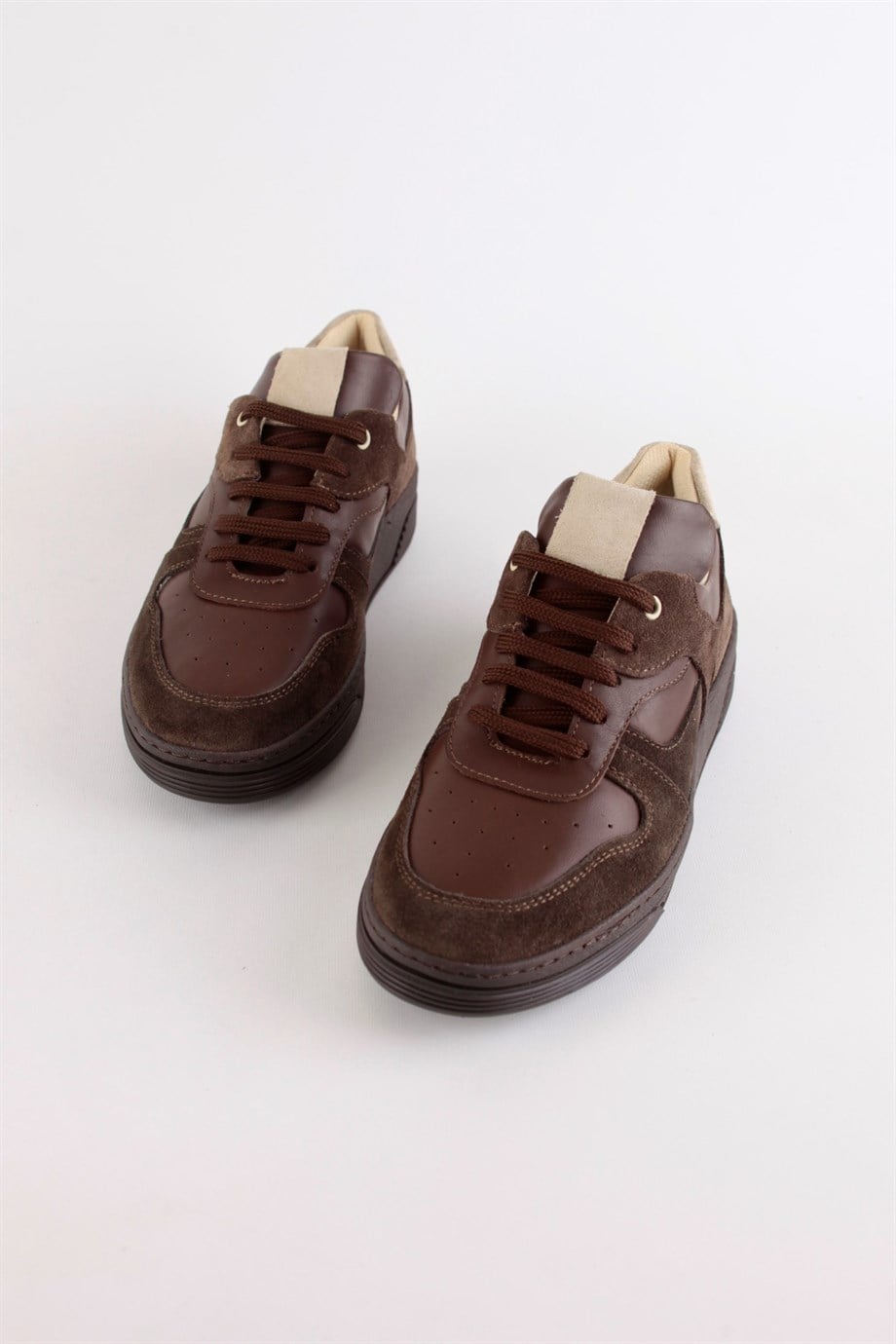 Vontex Kahve Hakiki Deri Kadın Sneakers