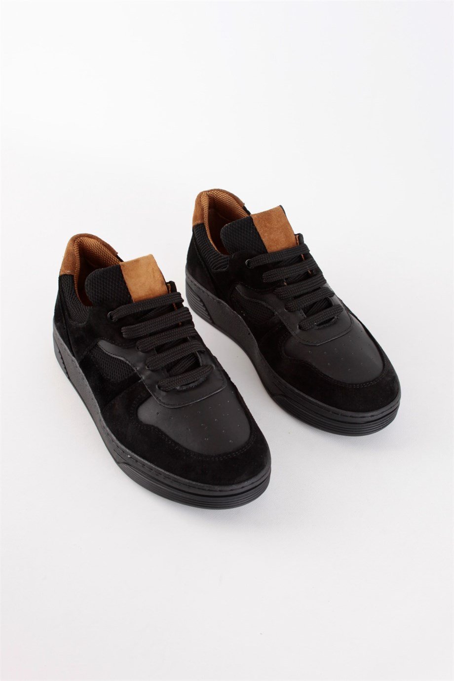 Vontex Siyah Hakiki Deri Siyah Tabanlı Kadın Sneakers