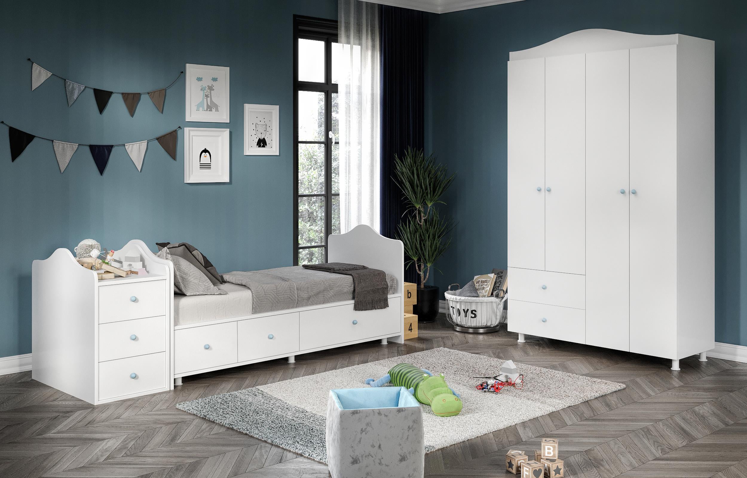  Merlin Mobilya Angel Büyüyebilen Mavi Kulplu Bebek Odası