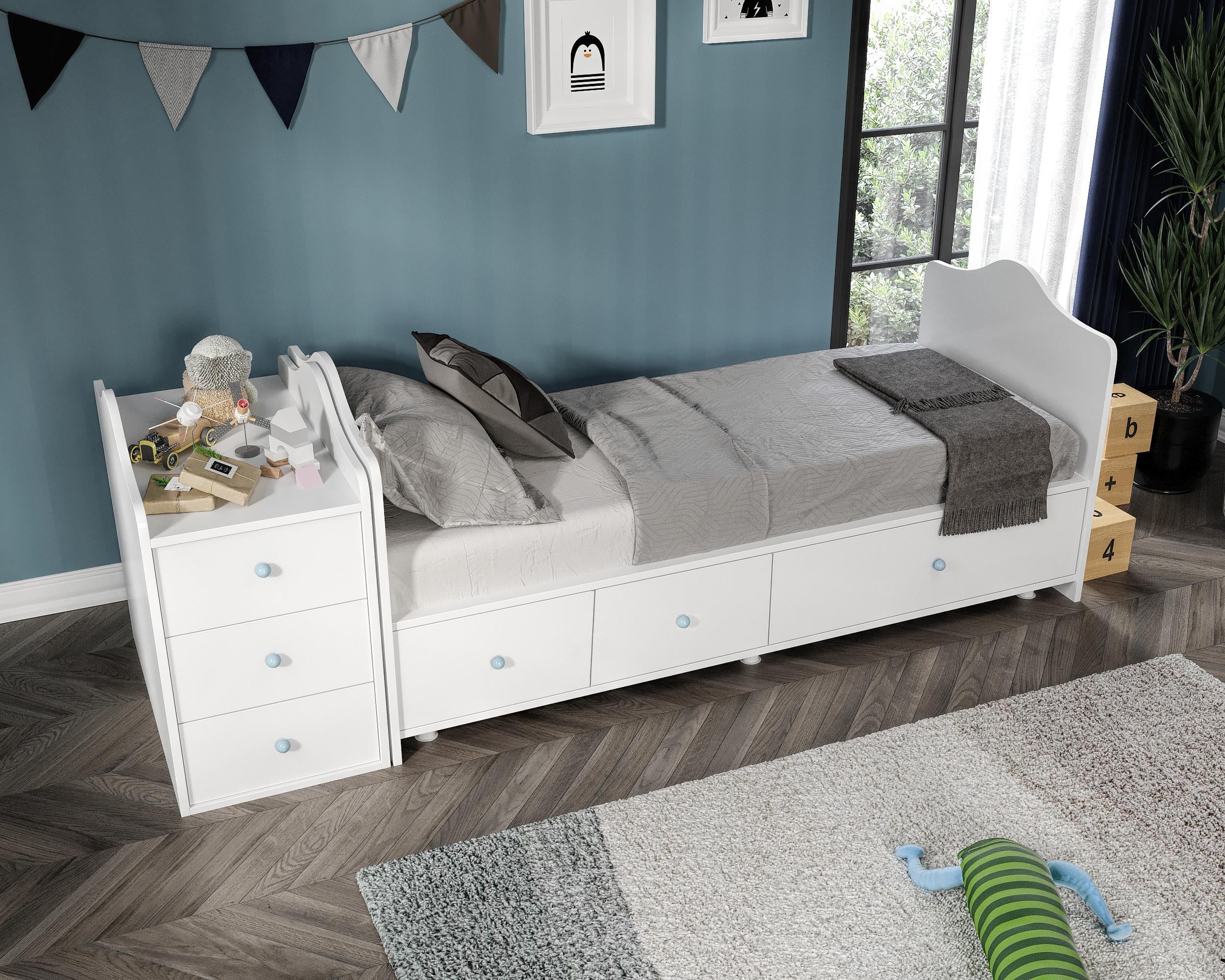  Merlin Mobilya Angel Büyüyebilen Mavi Kulplu Bebek Odası