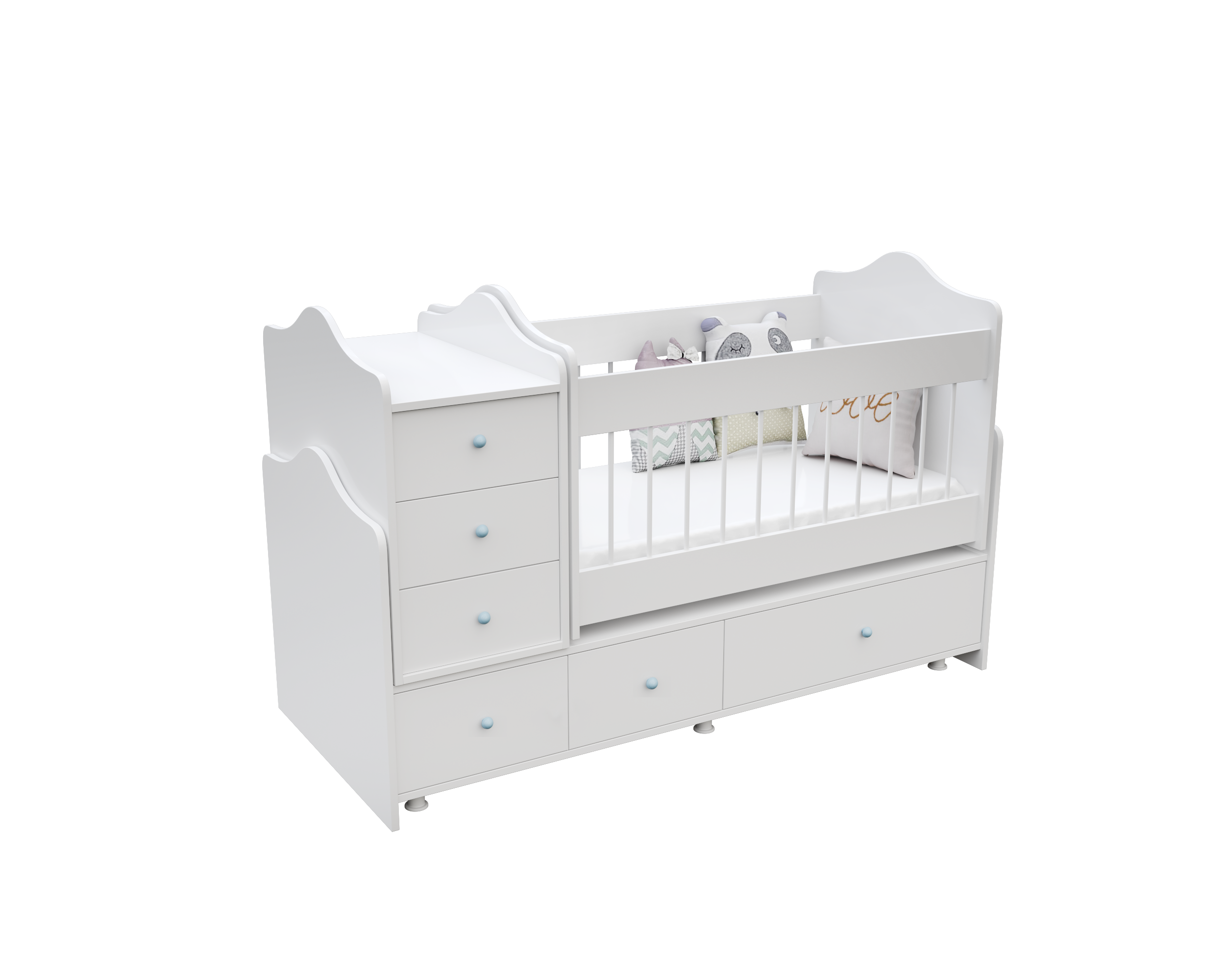  Merlin Mobilya Angel Büyüyebilen Mavi Kulplu Bebek Odası
